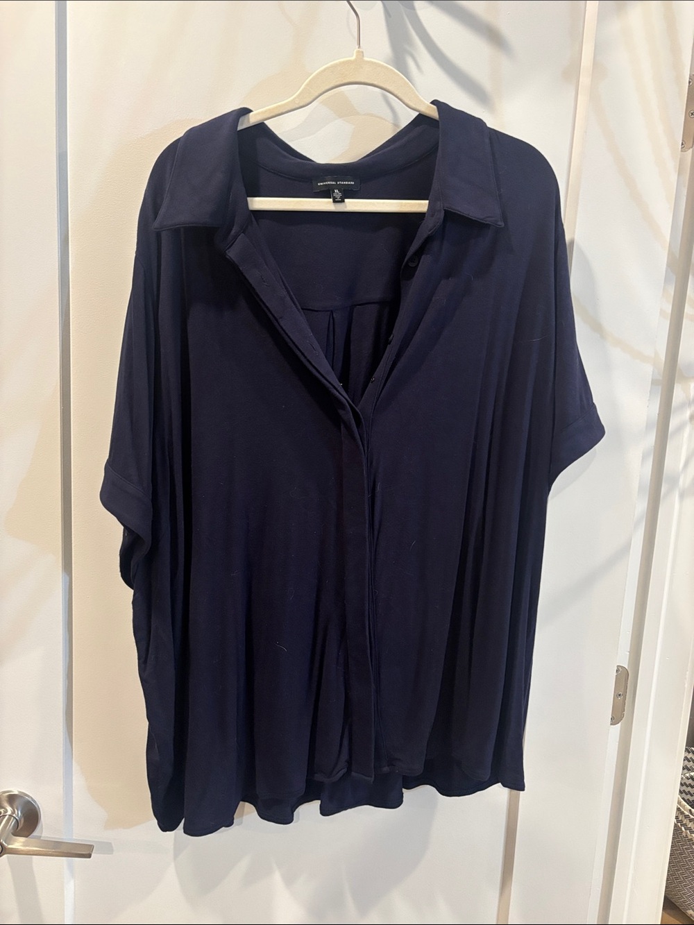 Universal Standard Deep Navy Relaxed Short Sleeve Button-Down Shirt